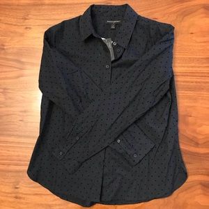 NWT black collared shirt black polka dots Banana Republic brand new
